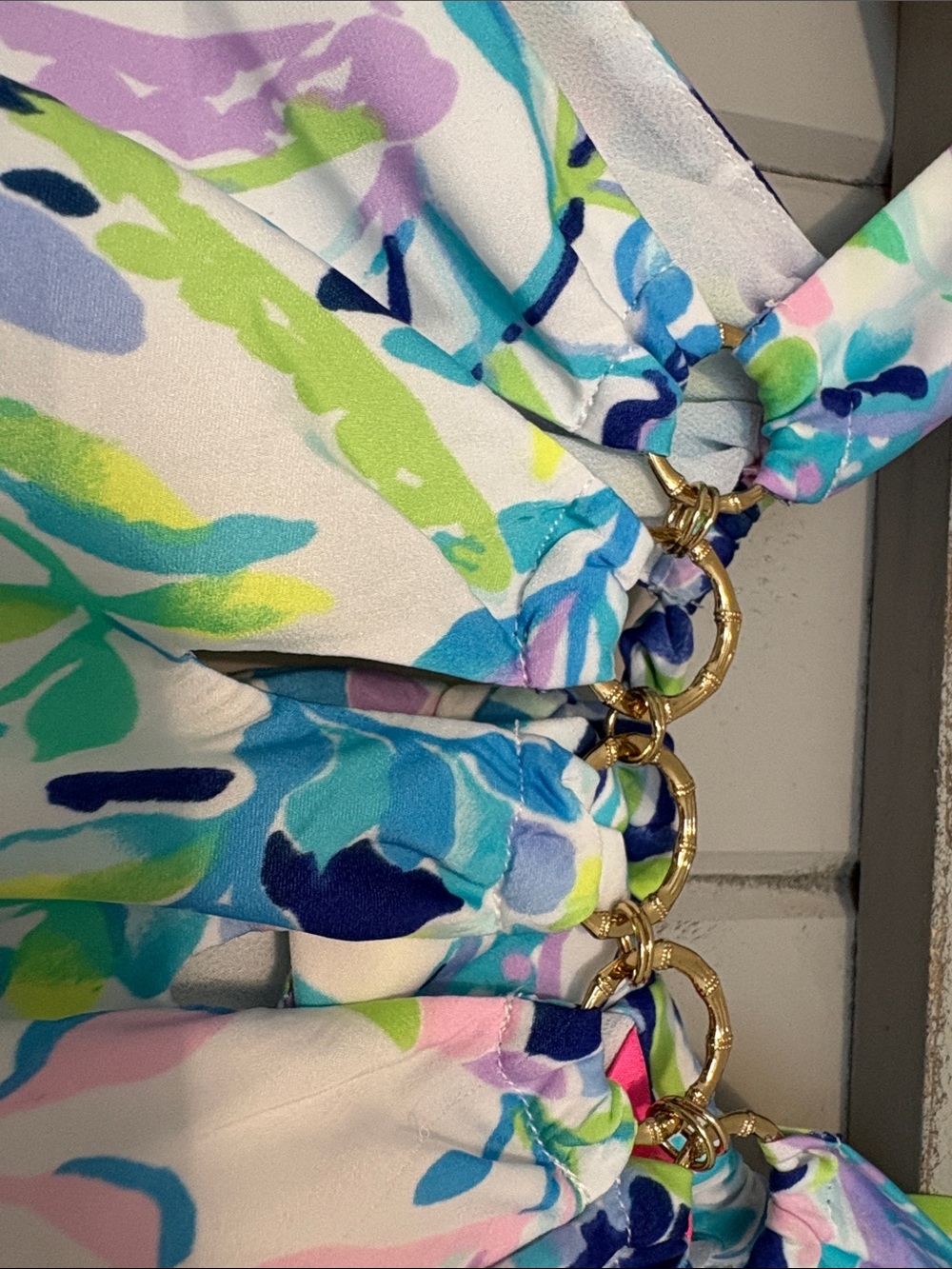 Lilly Pulitzer Halter style  blouse with Gold Ring Detail - Picture 3 of 8